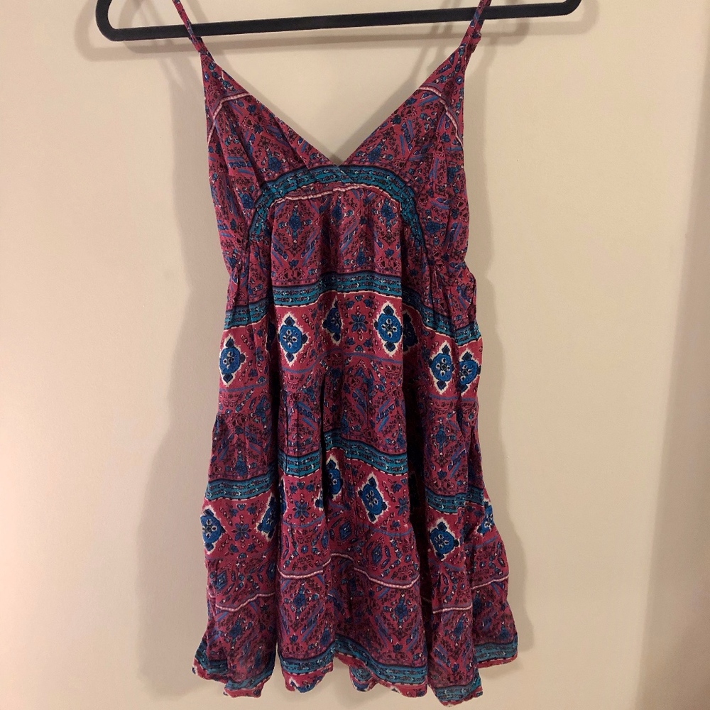 Pink/Teal/White Tiered Shift Dress